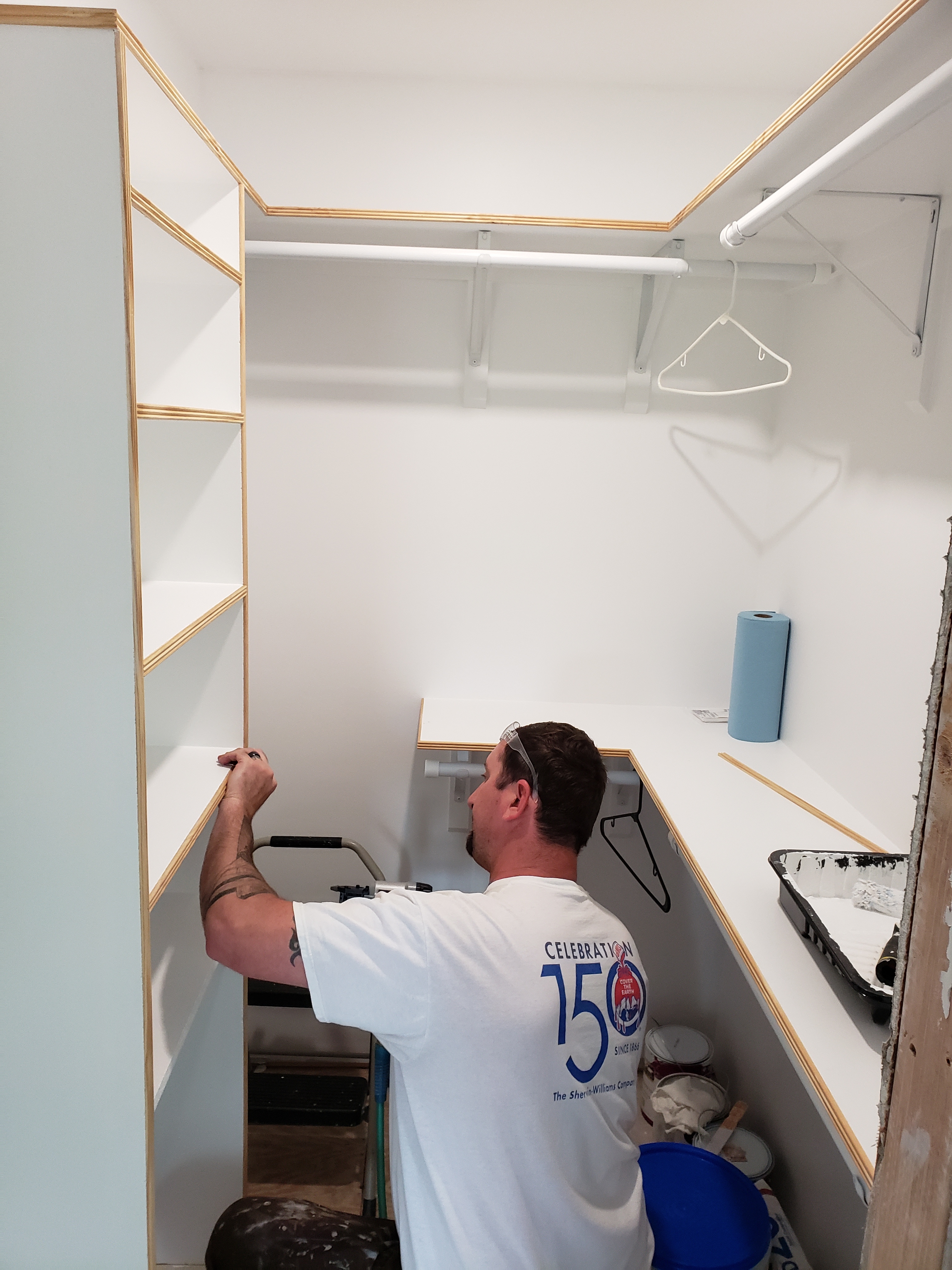 Custom closet shelving and storage installation